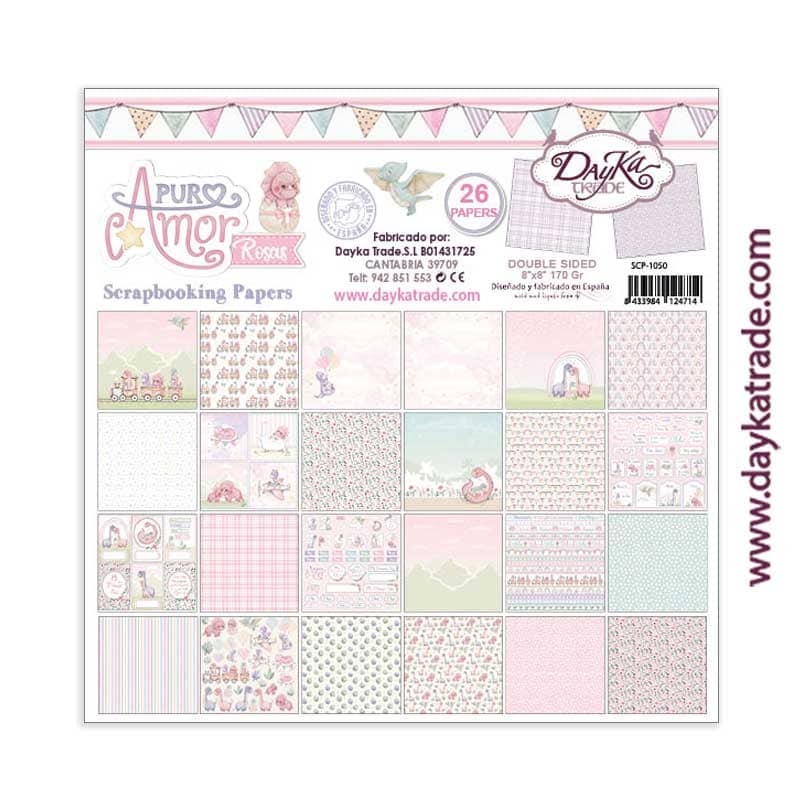 Block 20x20 Amor Puro Rosas