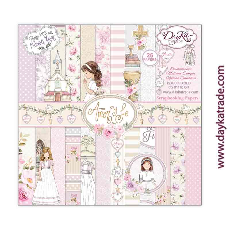 Block Comunión Niña Amor Y Fe 20x20