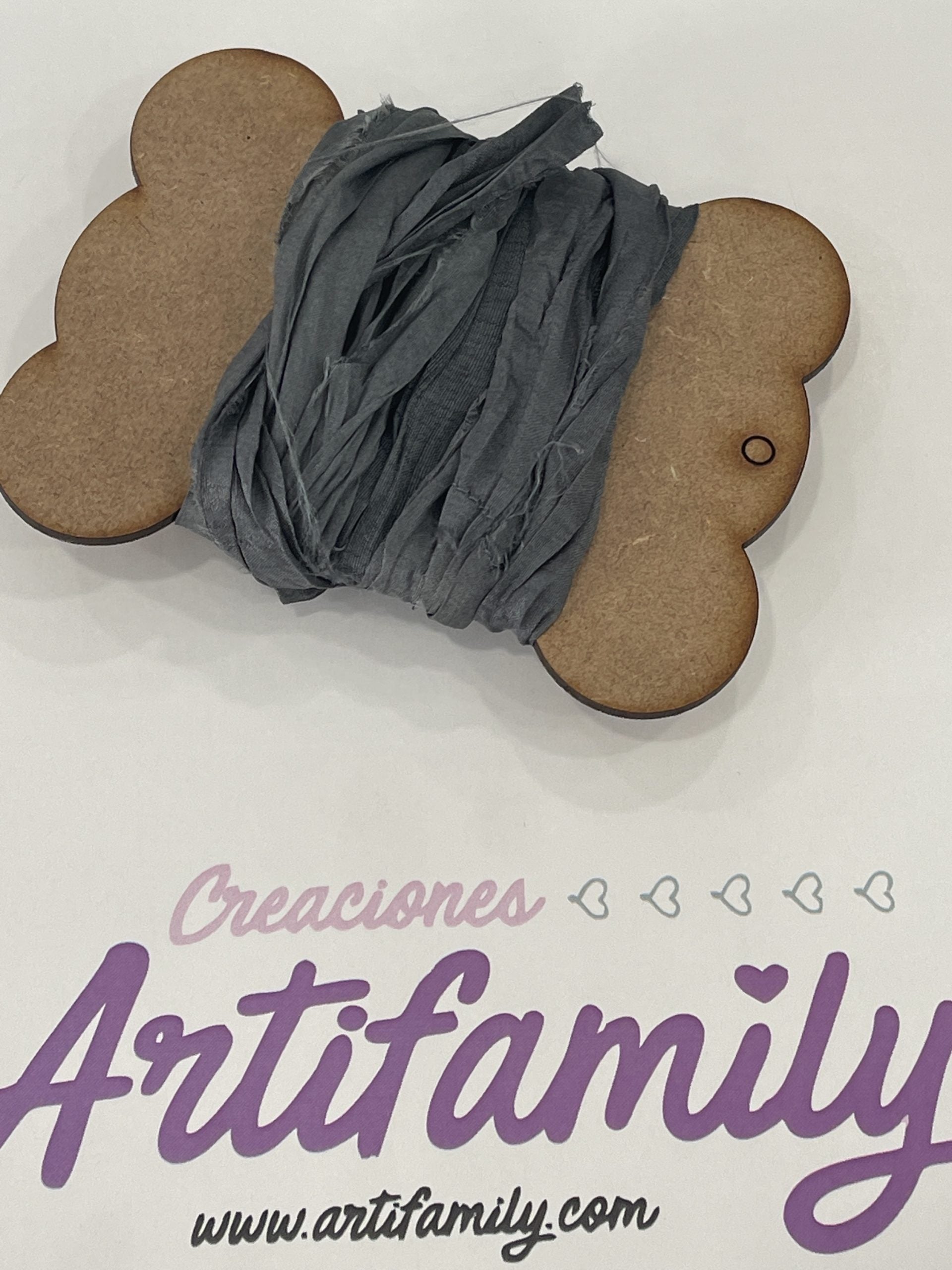 Cinta De Seda Reciclada Color Gris 1M