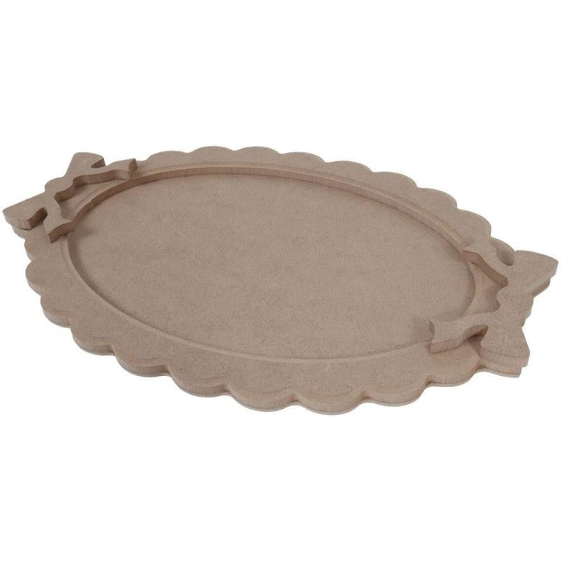 Bandeja MDF ovalada con lazos 35x23,5x2