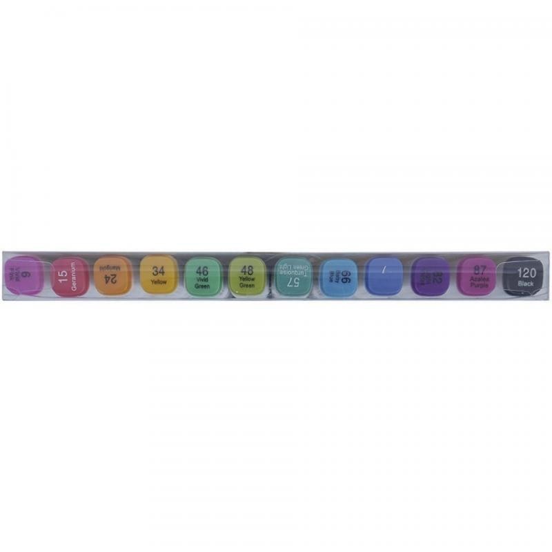 Set 12 rotuladores tonos básicos  ART FLOW con base alcohol doble punta (bisel 6mm /fino 1mm)