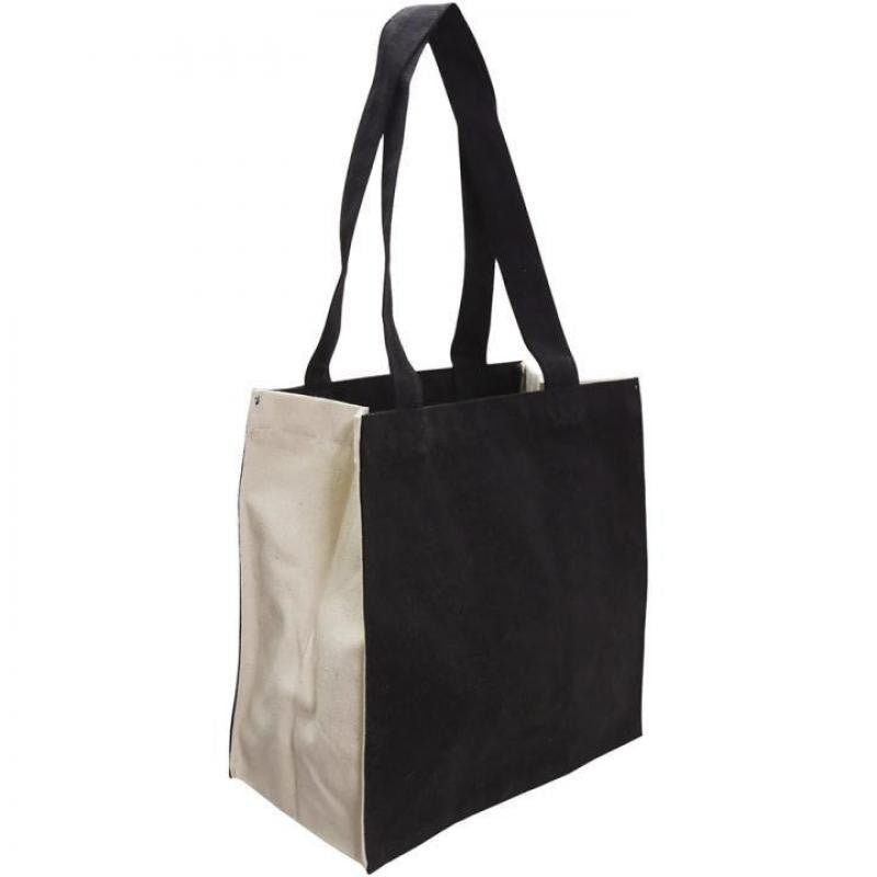 Bolsa Negro/Crudo 100% Algodón 340gr 25x25