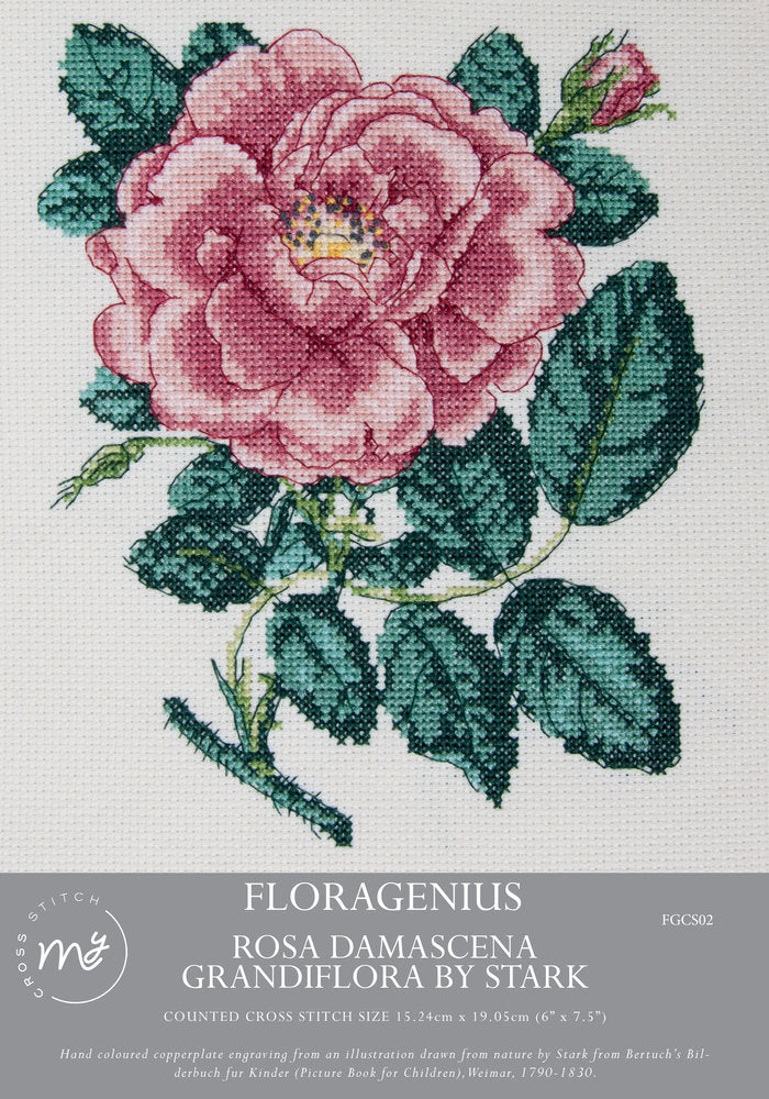 Kit De Punto De Cruz Floragenius Rosa Damascena Grandiflora