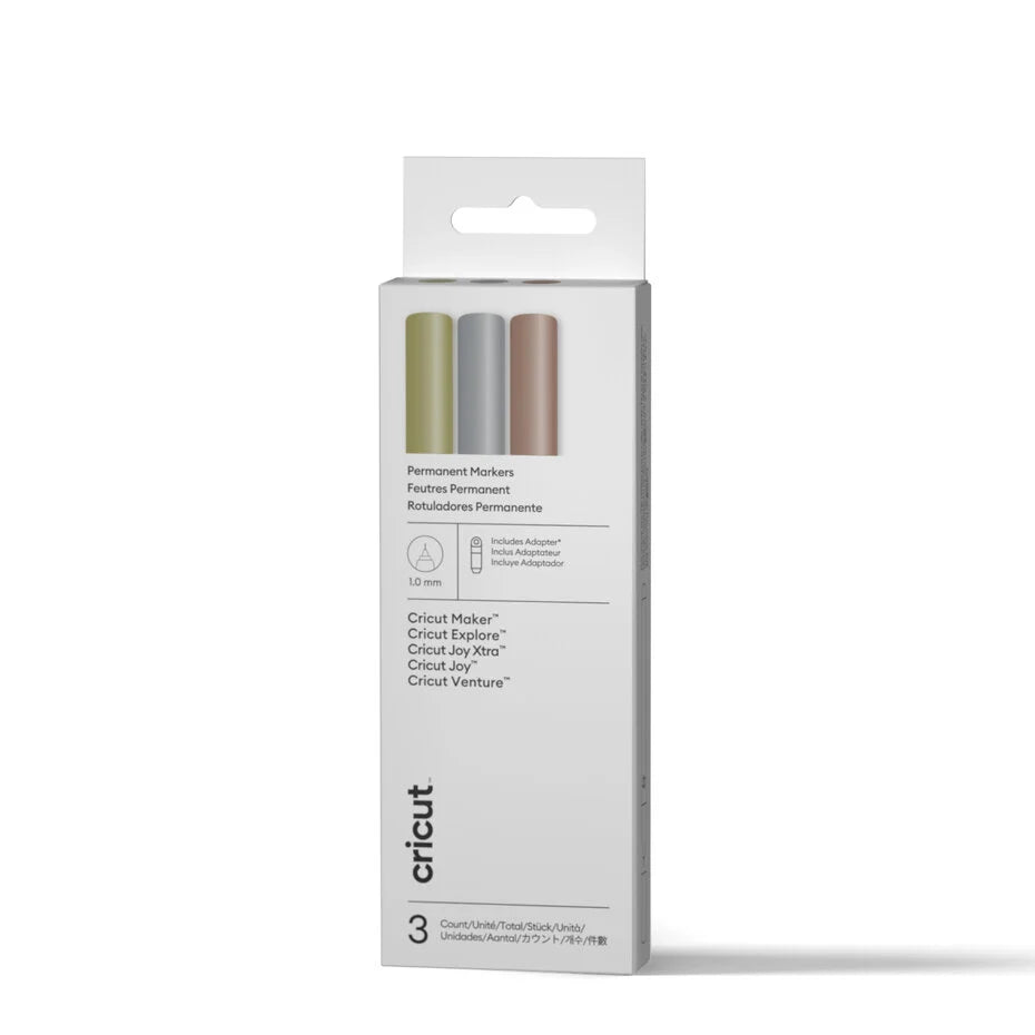 Juego de 3 rotuladores oro plata y cobre + adaptador Cricut