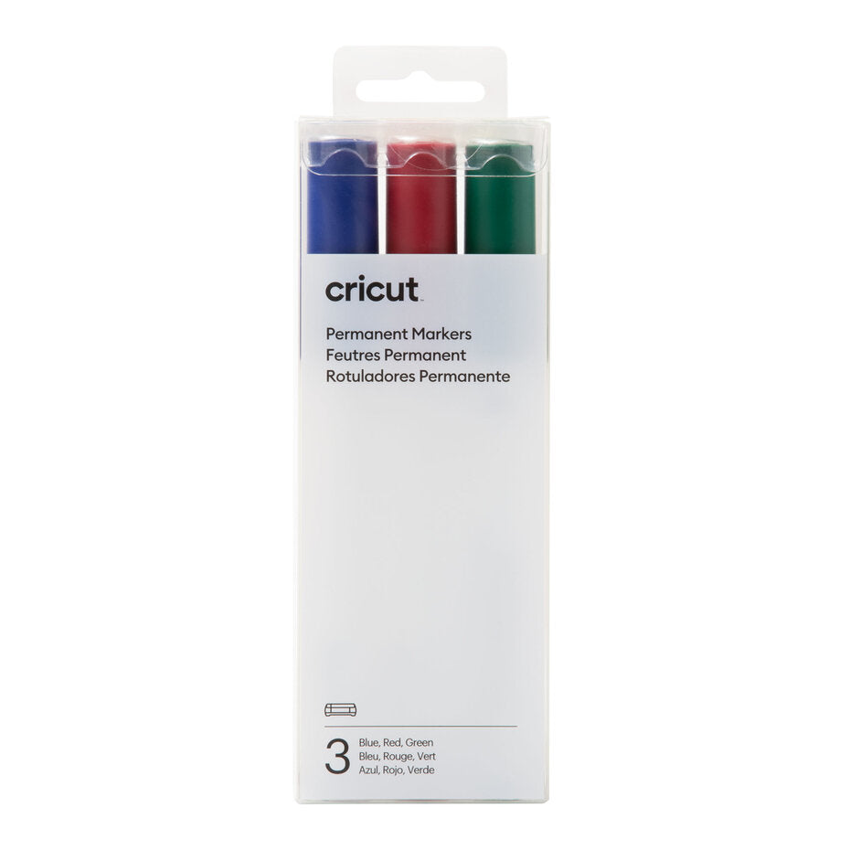 set de 3 rotuladores permanentes 2,5 mm azul rojo y verde Cricut