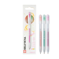 Set de 3 bolígrafos de gel punta retractil color pastel
