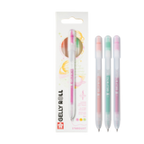 Set de 3 bolígrafos de gel punta retractil color pastel