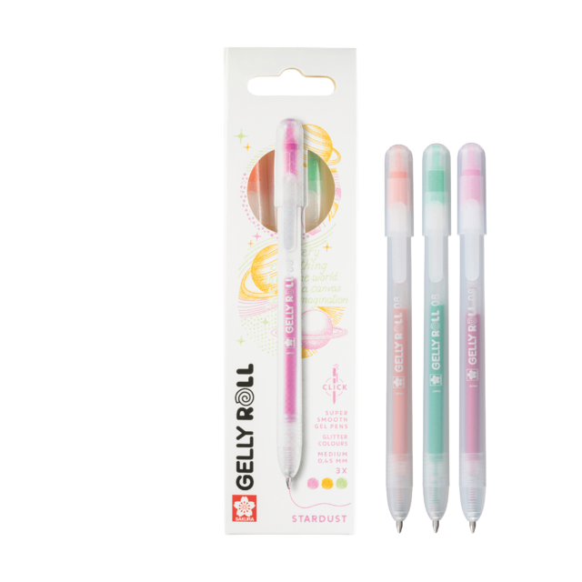 Set de 3 bolígrafos de gel punta retractil color pastel