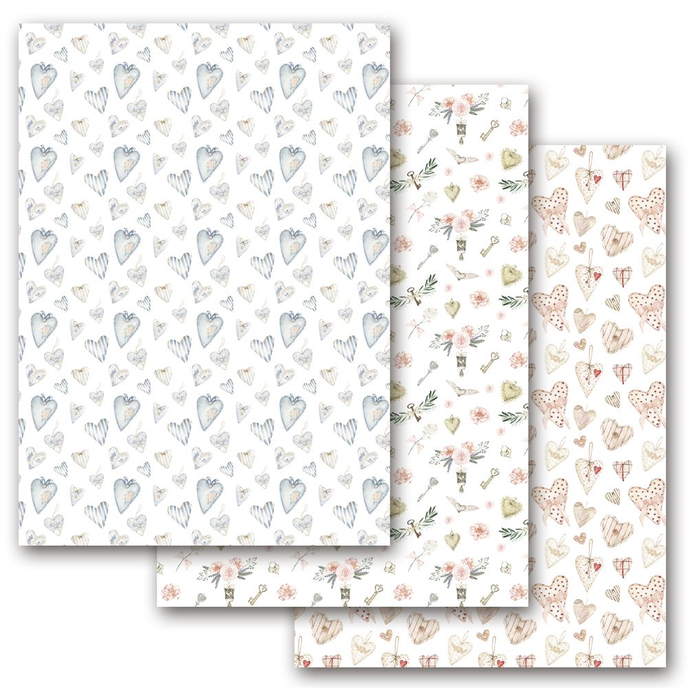 Set 3 Papel Cartonaje Corazones