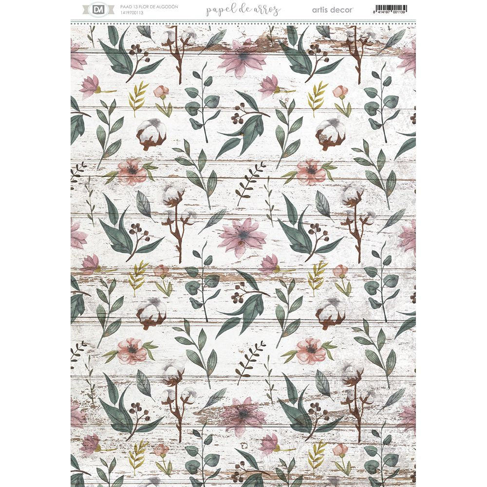 Papel De Arroz Flor De Algodón 29,7X42Cm
