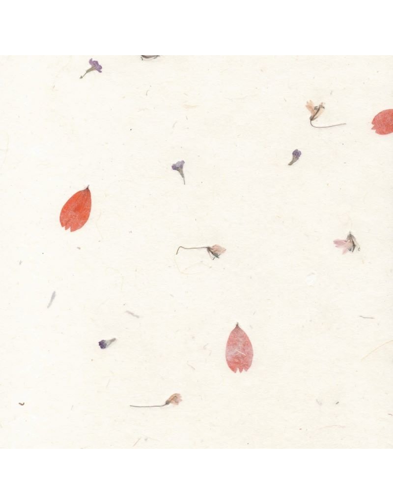 Papel Artesanal Gampi con mix de flores y hojas PN130
