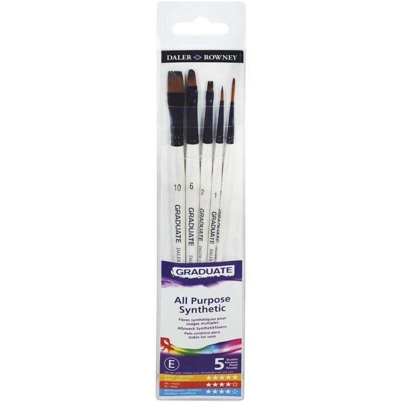 Set de pinceles planos  10, 6, 2, 1 ,1