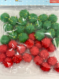 Pompón Rojo Y Verde Metalizado
