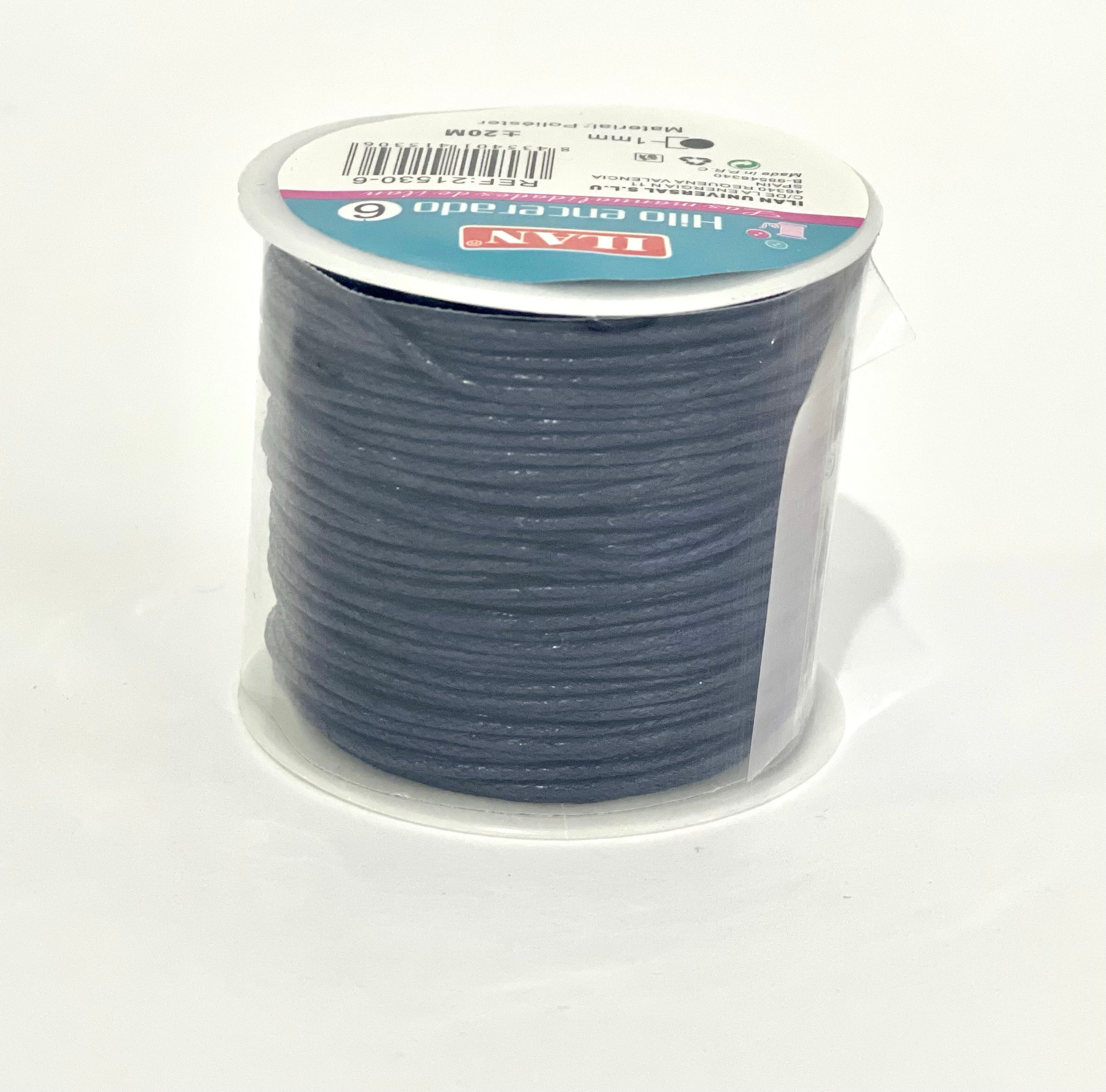 Cordón Encerado Azul Marino 1mm De Grosor 20 Metros