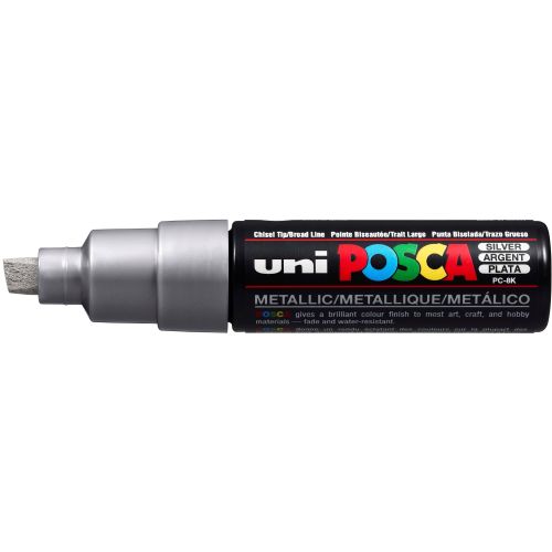 Uni Posca Rotulador Grueso Plata 26 8mm