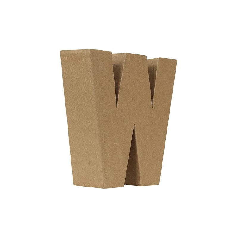 Letra W Cartón Kraft 17,7 Cm