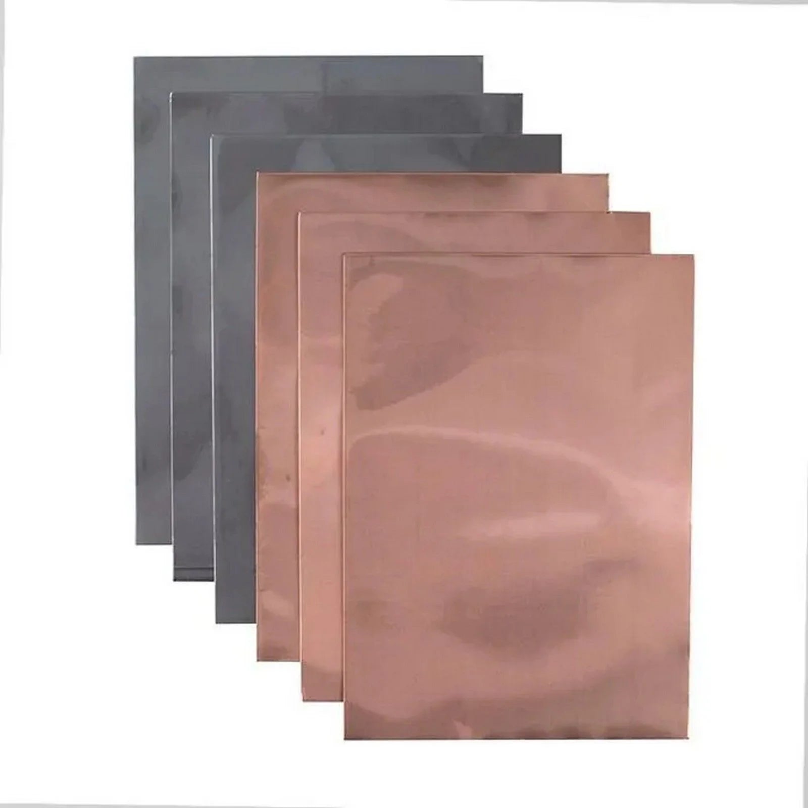 hojas de foil para gofrar12,7x18 plata y cobre 6 unidades