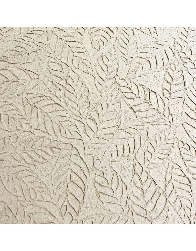 Papel Artesanal con patron de hojas en relieve efecto tiza  th852