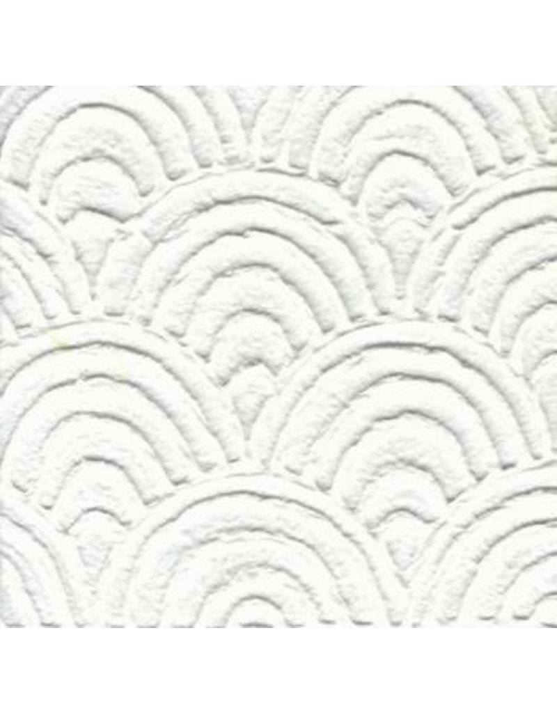 Papel Artesanal con patron Abanicos en Relieve blanco th909