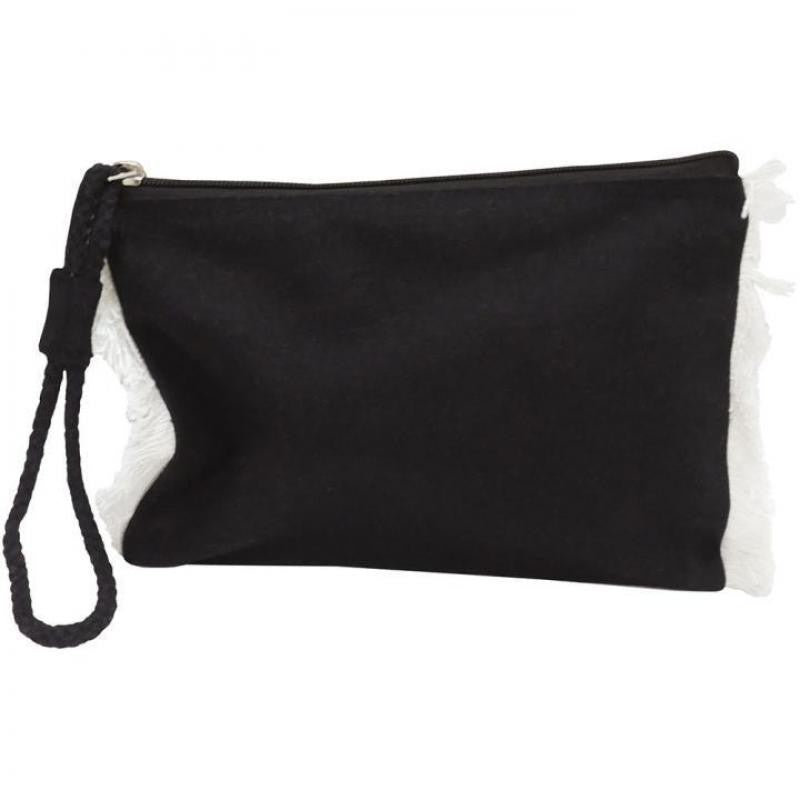Neceser negro flecos blancos 23x15