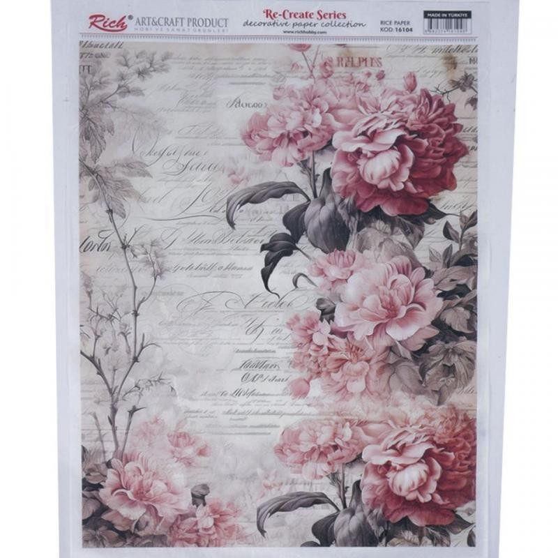 Papel De Arroz Flores 29,7x42 Cm