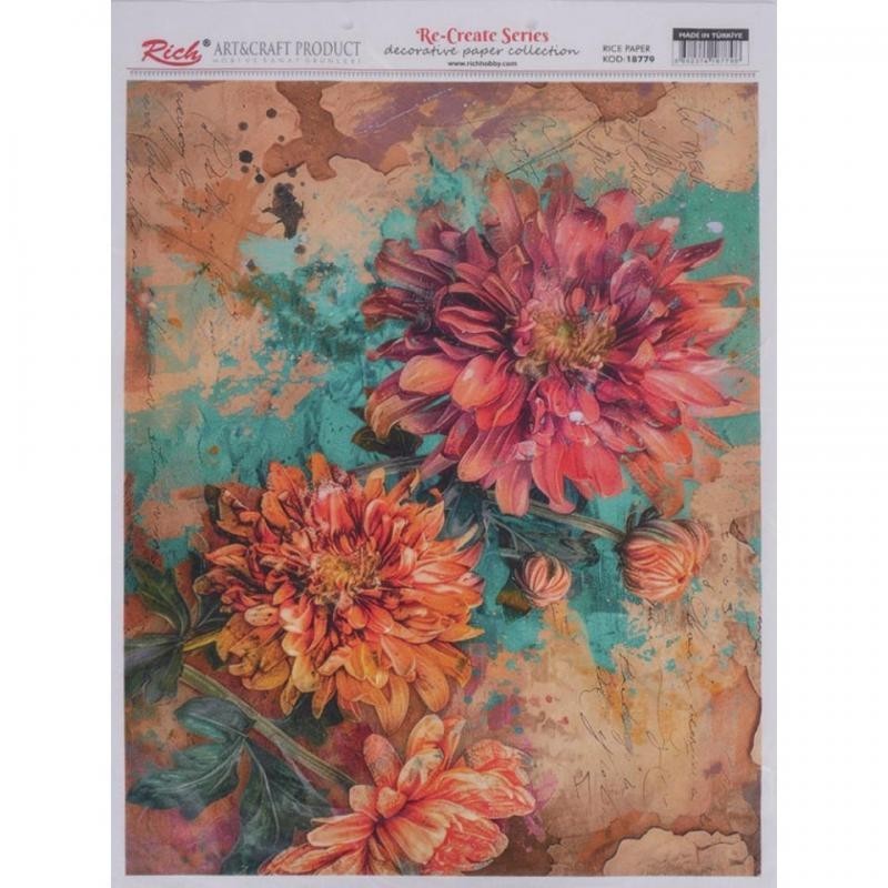 Papel De Arroz Flores 29,7x42 Cm