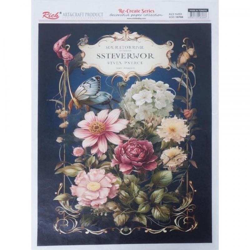 Papel De Arroz Flores 29,7x42 Cm