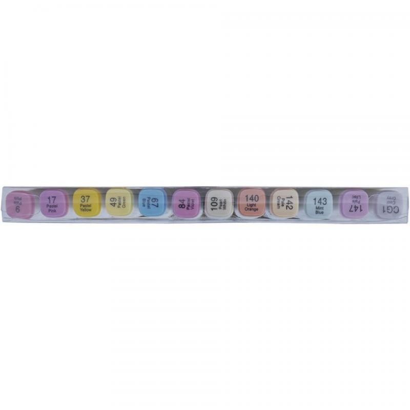 Set 12 rotuladores tonos pastel  ART FLOW con base alcohol doble punta (bisel 6mm /fino 1mm)