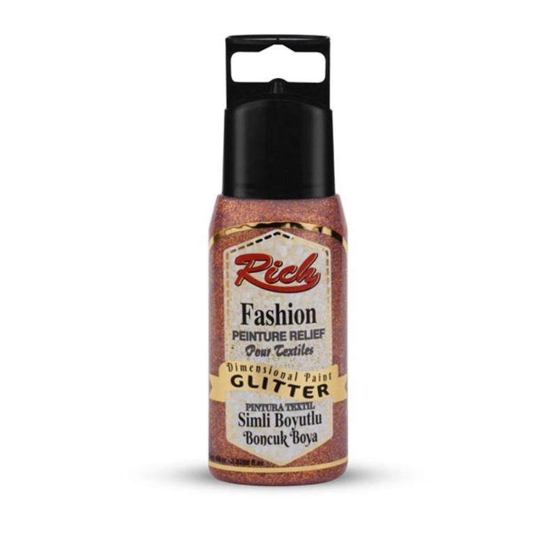 Glitter dimensional Rich pintura textil Bronce  60 cc. 02648