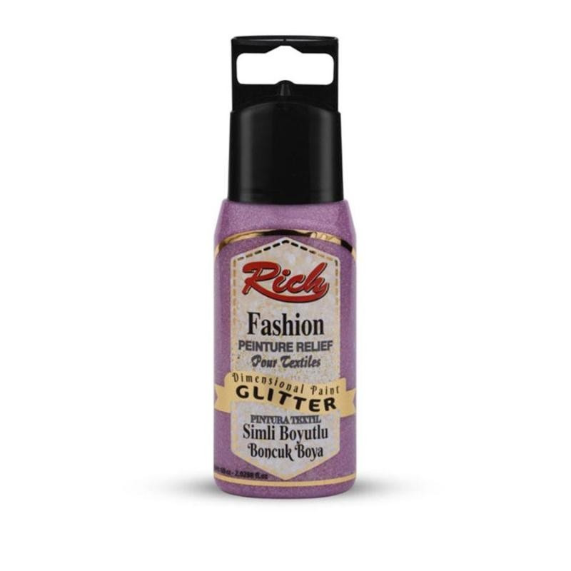 Glitter dimensional Rich pintura textil Rosa purpurina 60 cc. 02650