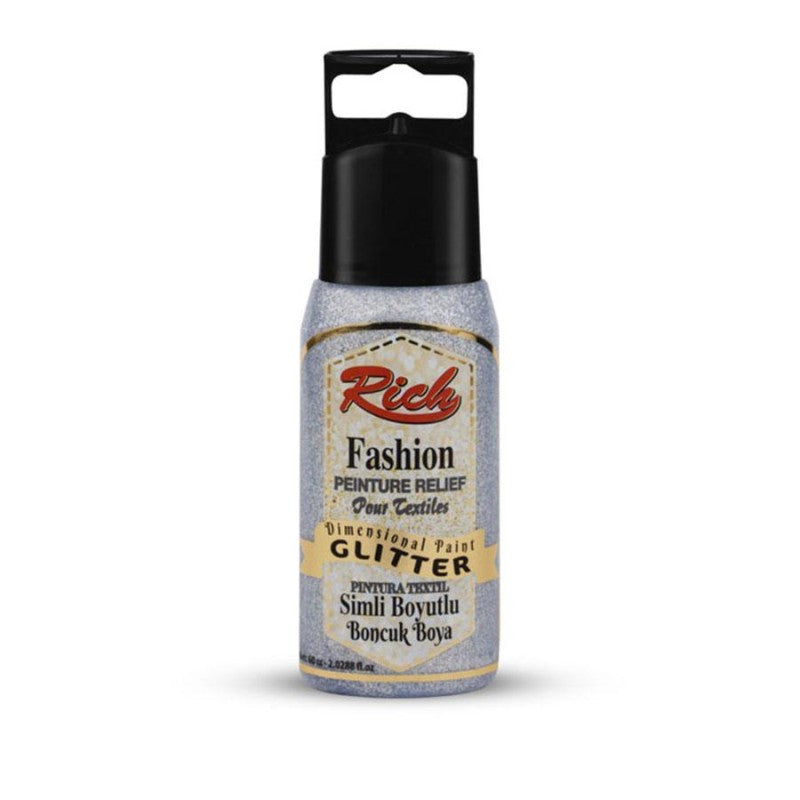 Pintura Dimensional Glitter Plata 60 Cc