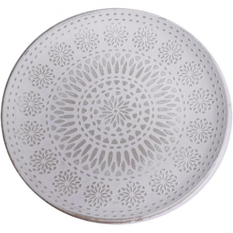 Plato Mandala Relieve Mdf Blanco 35 Cm