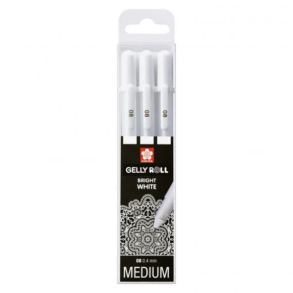 Set de 3 bolígrafos de gel 08  3 piezas color blanco