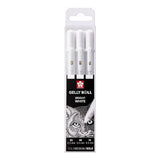 Set de 3 bolígrafos de gel 05, 08, 10 blanco