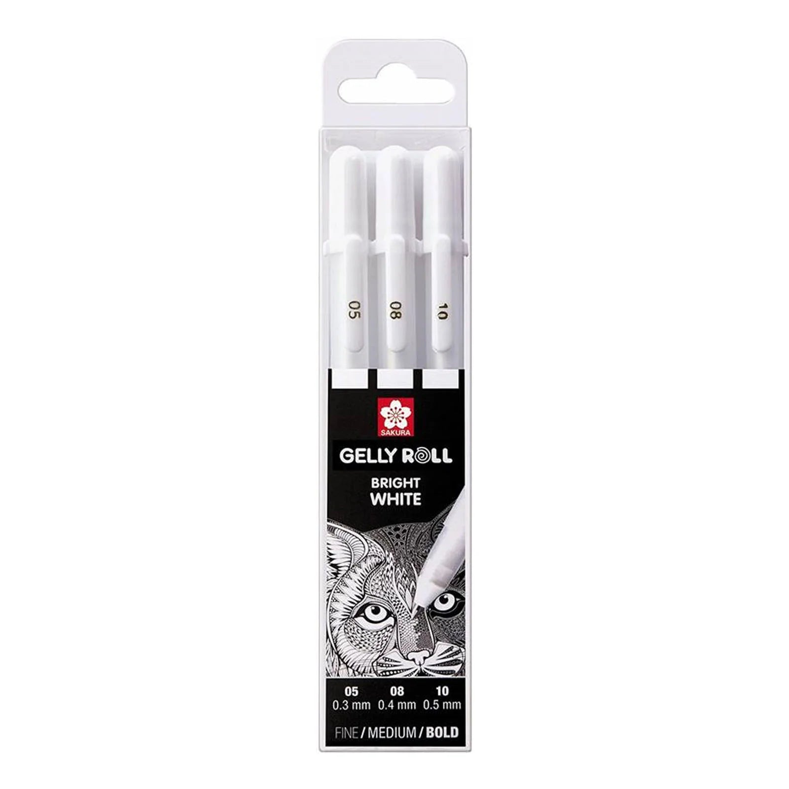 Set de 3 bolígrafos de gel 05, 08, 10 blanco