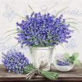 Hoja Servilleta Jarron Con Flores Lavanda