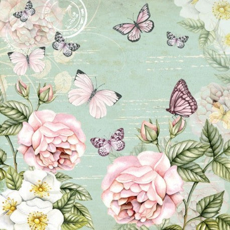 Hoja Servilleta Rosas Y Mariposas