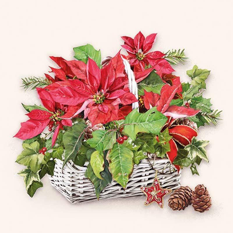 Hoja Servilleta Cesta Poinsettia