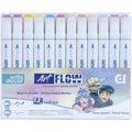 Set 12 rotuladores tonos pastel  ART FLOW con base alcohol doble punta (bisel 6mm /fino 1mm)