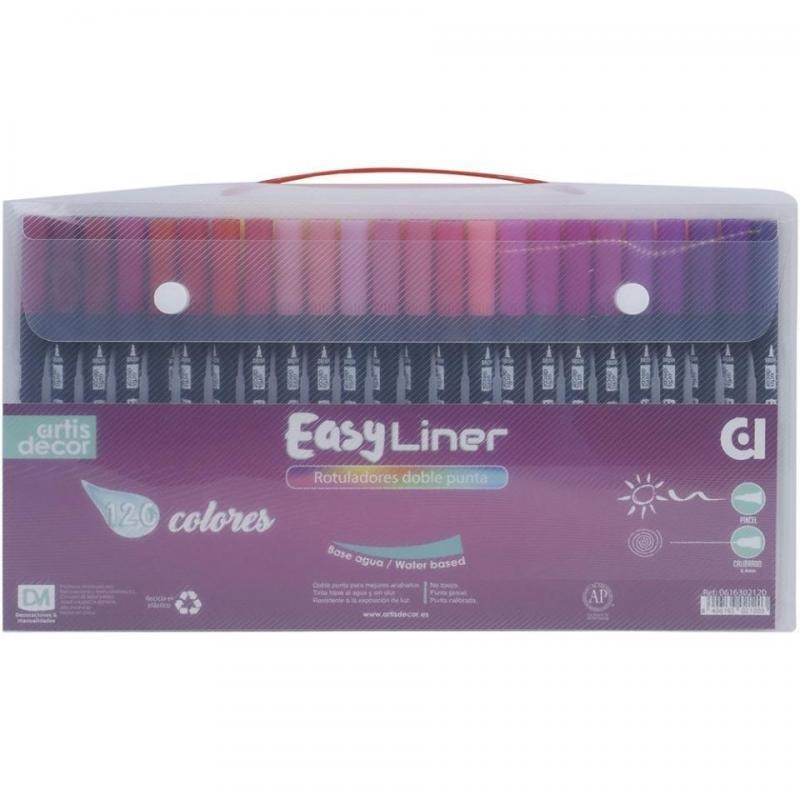Set 120 Rotuladores al agua Easy Liner Doble Punta (pincel y calibrado)