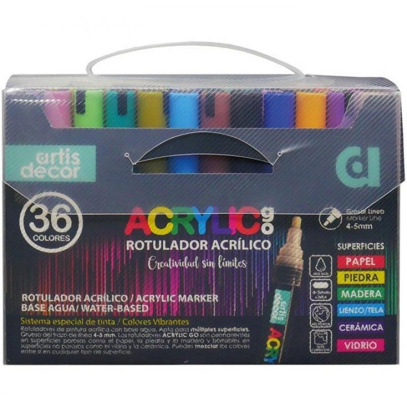 Set 36 Rotuladores acrilyc go 4-5 mm.