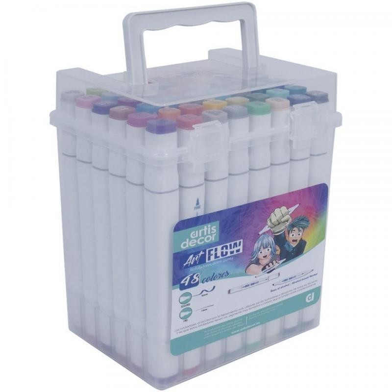 Set 36  Rotuladores Art Flow cpn base Alcohol maletin plastico (bisel 6mm/fino 1mm
