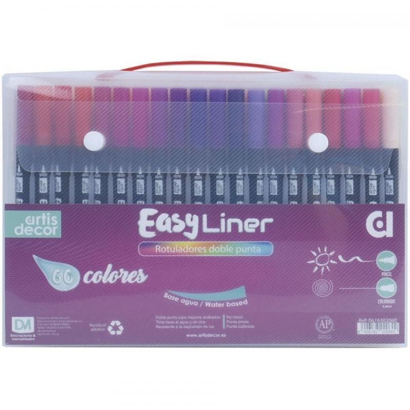 Set 60 Rotuladores al agua Easy Liner Doble Punta (pincel y calibrado)