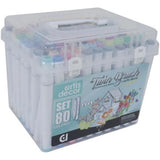 Set 80 Rotuladores Twin Brush  Base De Alcohol Con maletin plastico (punta fina y punta pincel