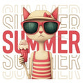 DTF Textil Summer cat