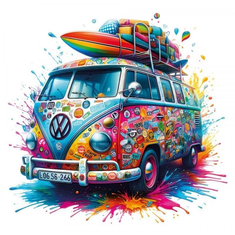 DTF Textil  furgo hippie 2