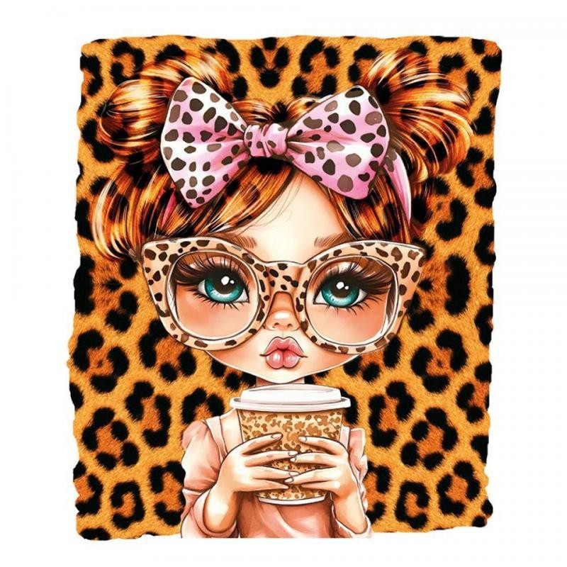 DTF Textil  leopard girl
