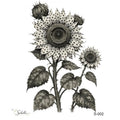 DTF Textil girasol blanco y negro
